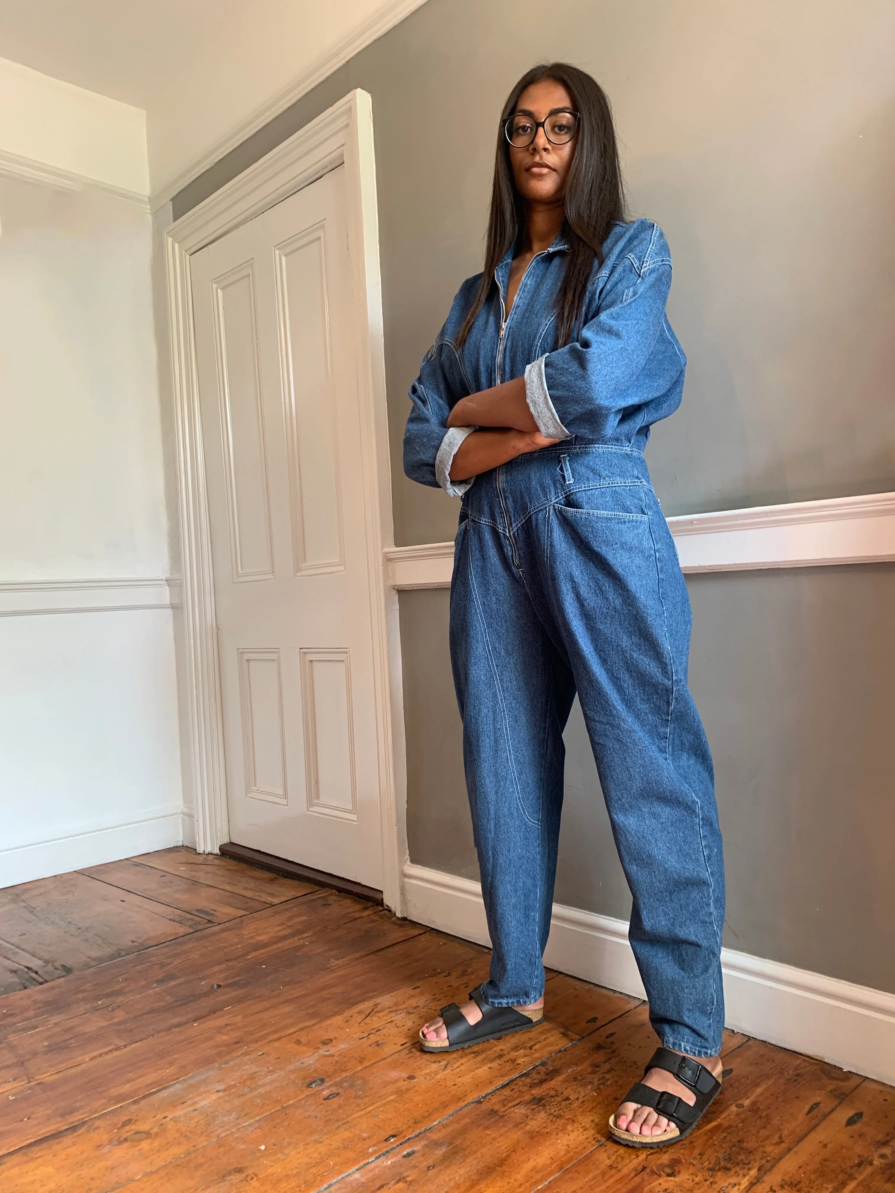 Vintage denim over-sized boilersuit TALL