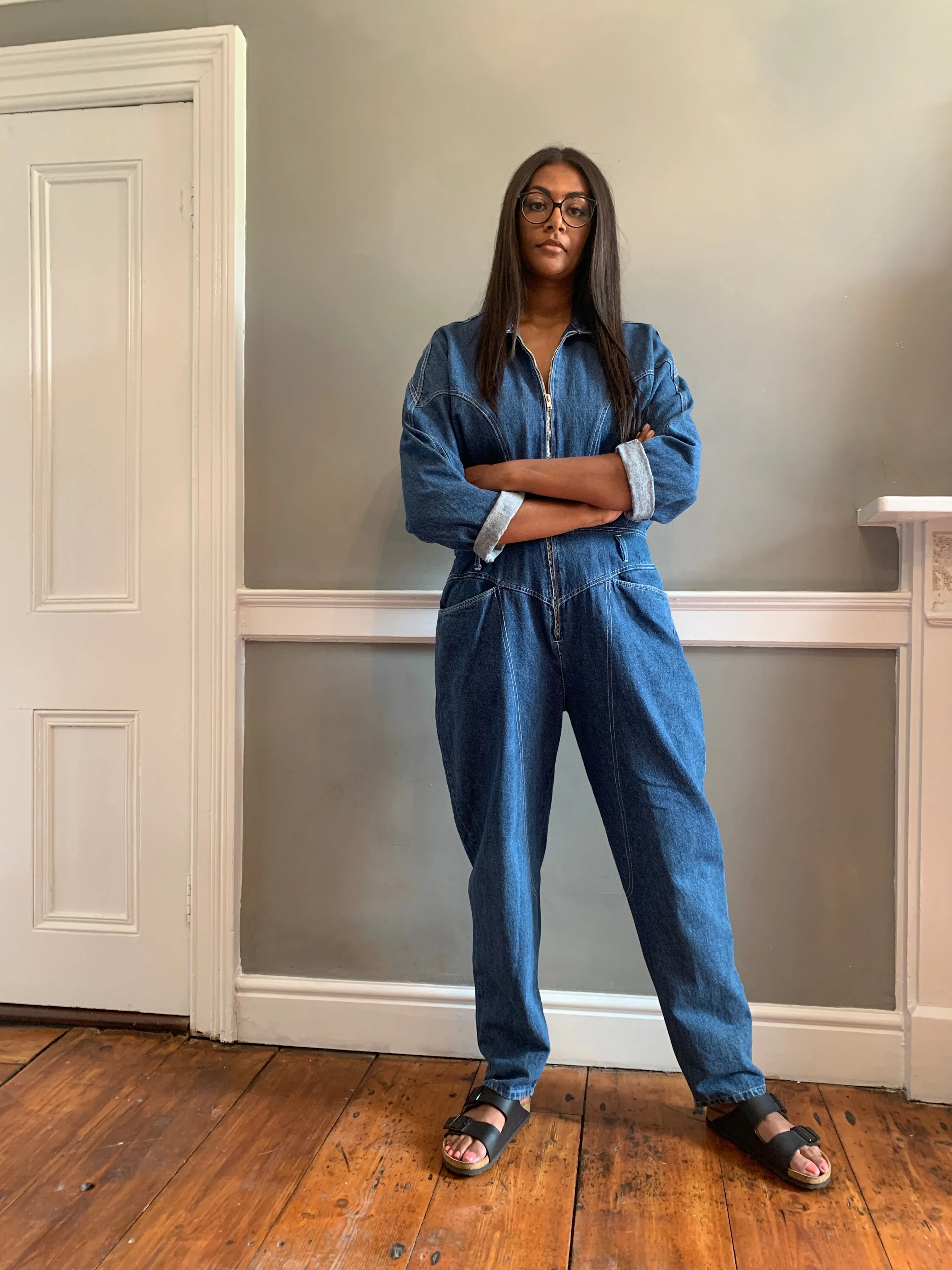 Vintage denim over-sized boilersuit TALL