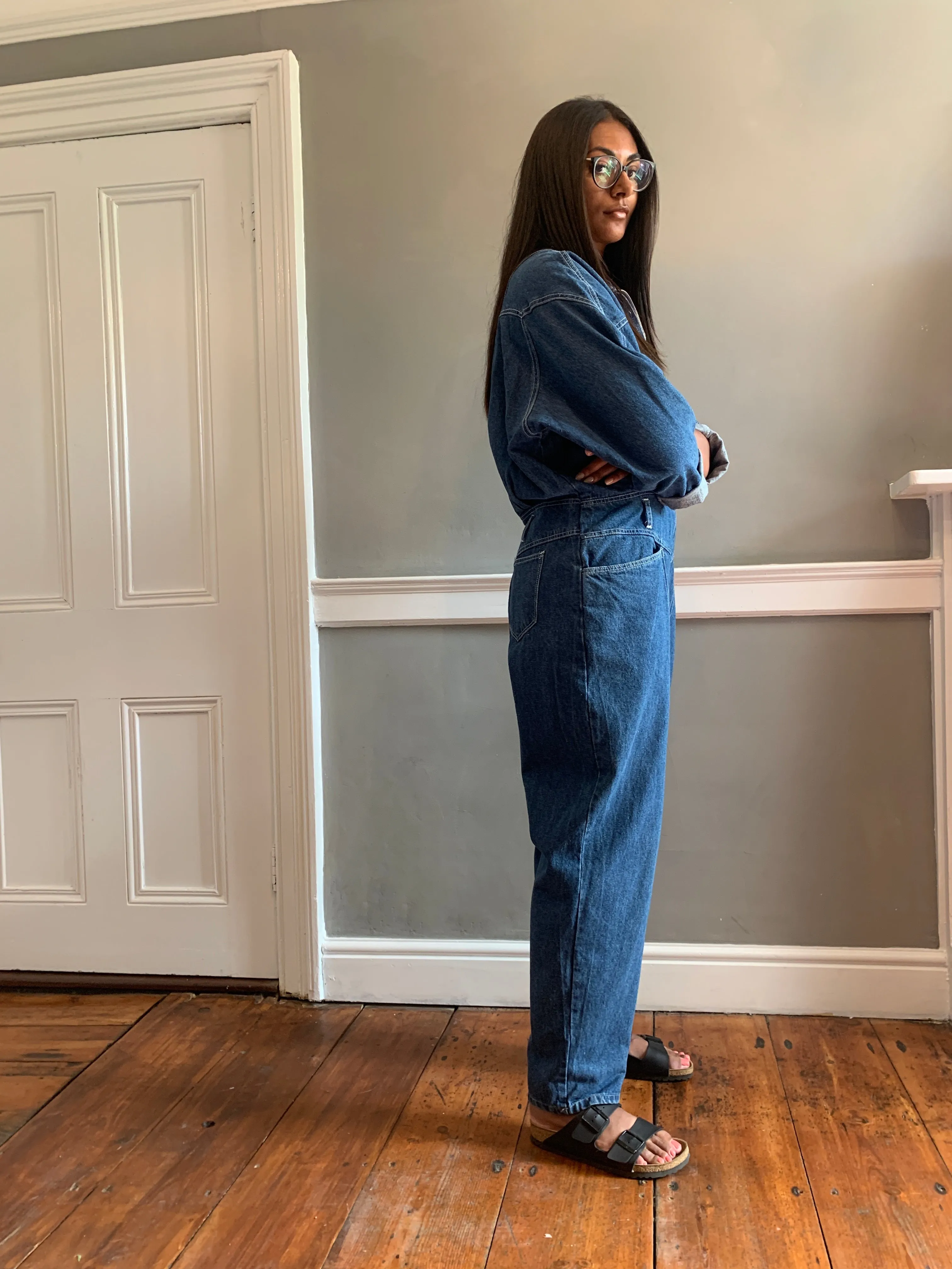 Vintage denim over-sized boilersuit TALL