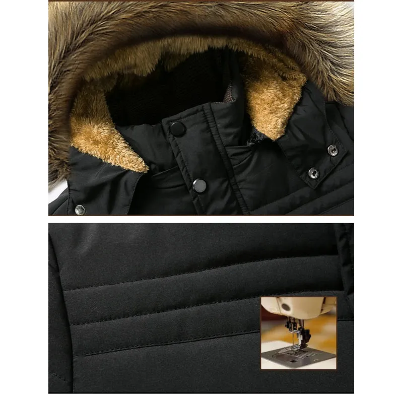 Warm Thick Fleece Waterproof Hooded Fur Parka Jackets