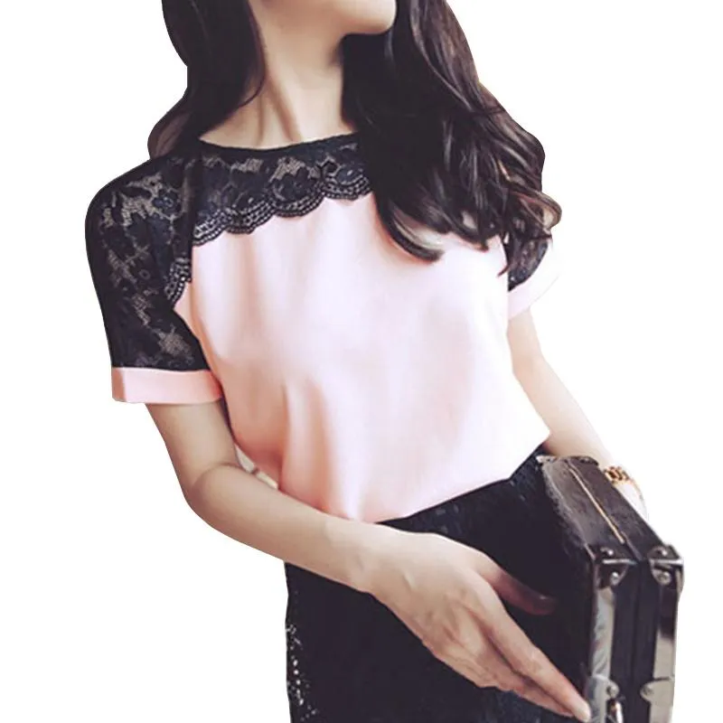 Women Blouses Summer Lace Chiffon