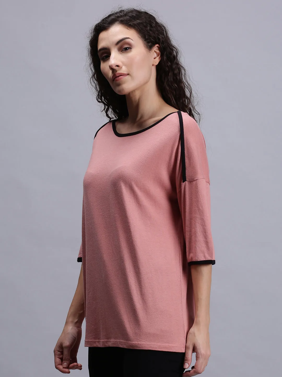 Women Solid Pink Casual Tops