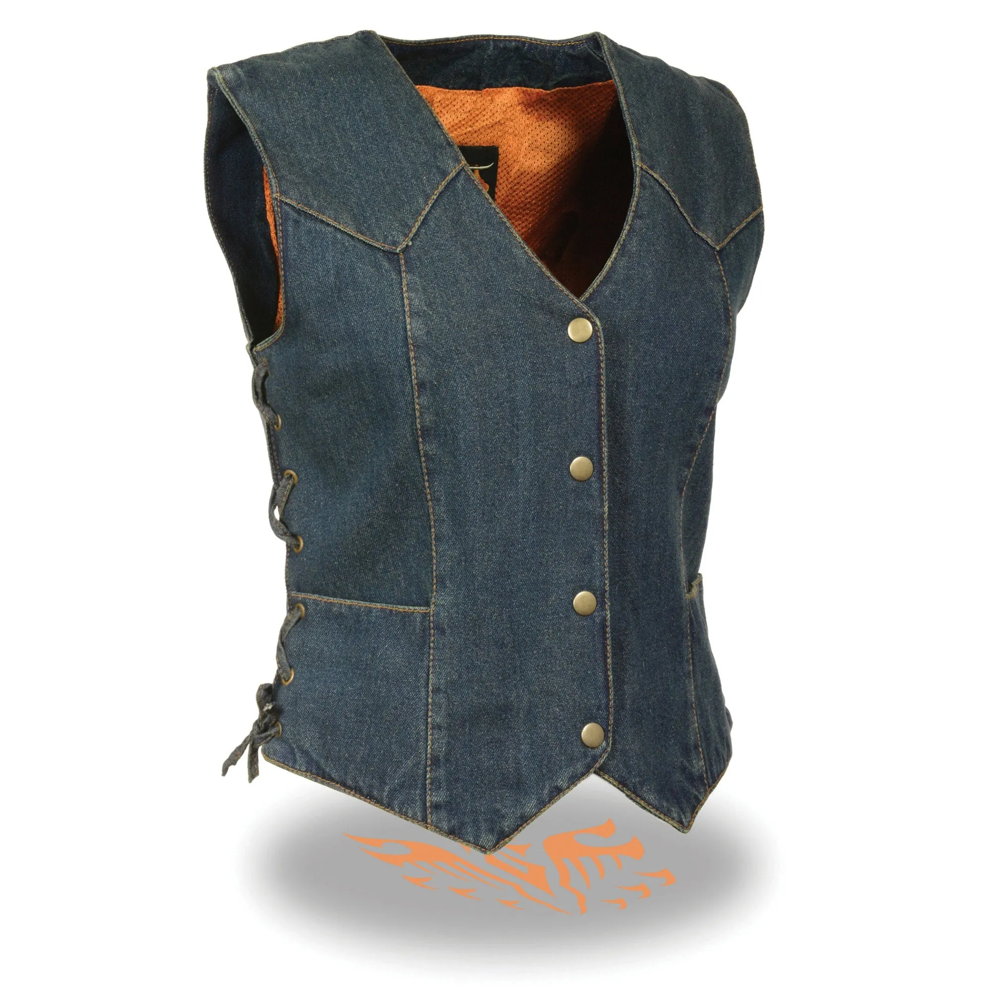 Women’s Side Lace 3 Snap Front Denim Vest